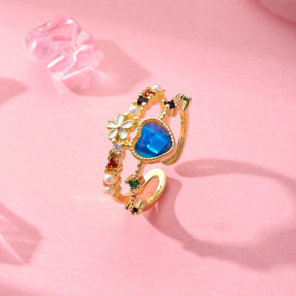 Gemstone Heart Blue Ring