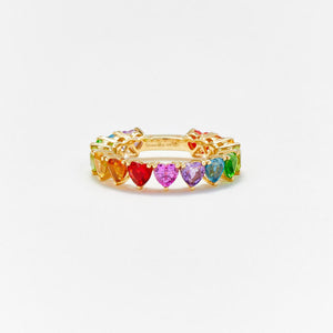 Romantic Rainbow Heart Diamonds Ring