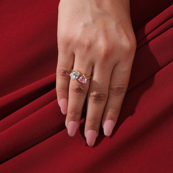 Double Crystal Toi-et-Moi Ring With Valentine Box
