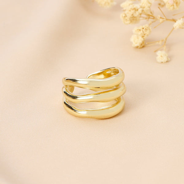 Trendy Golden Multi Spiral Ring