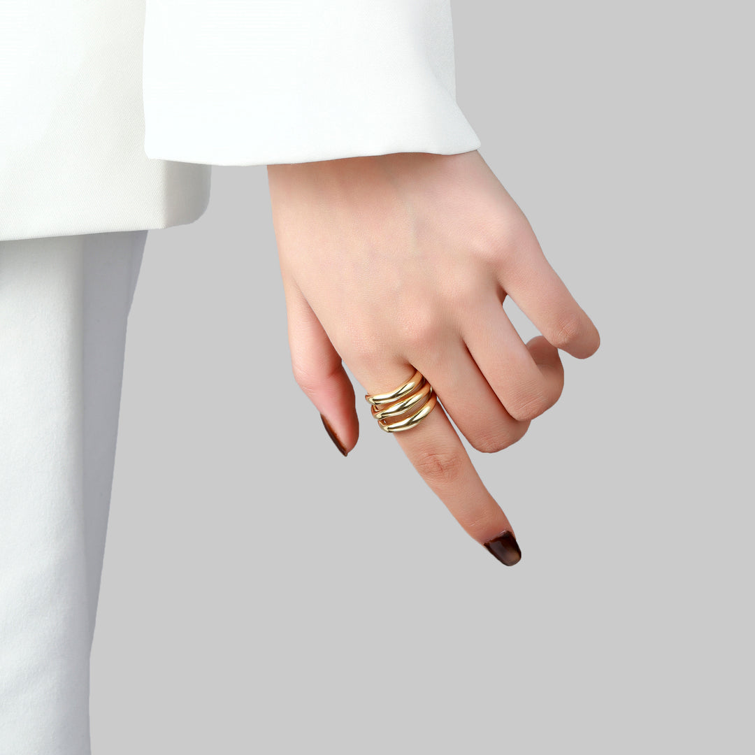 Trendy Golden Multi Spiral Ring