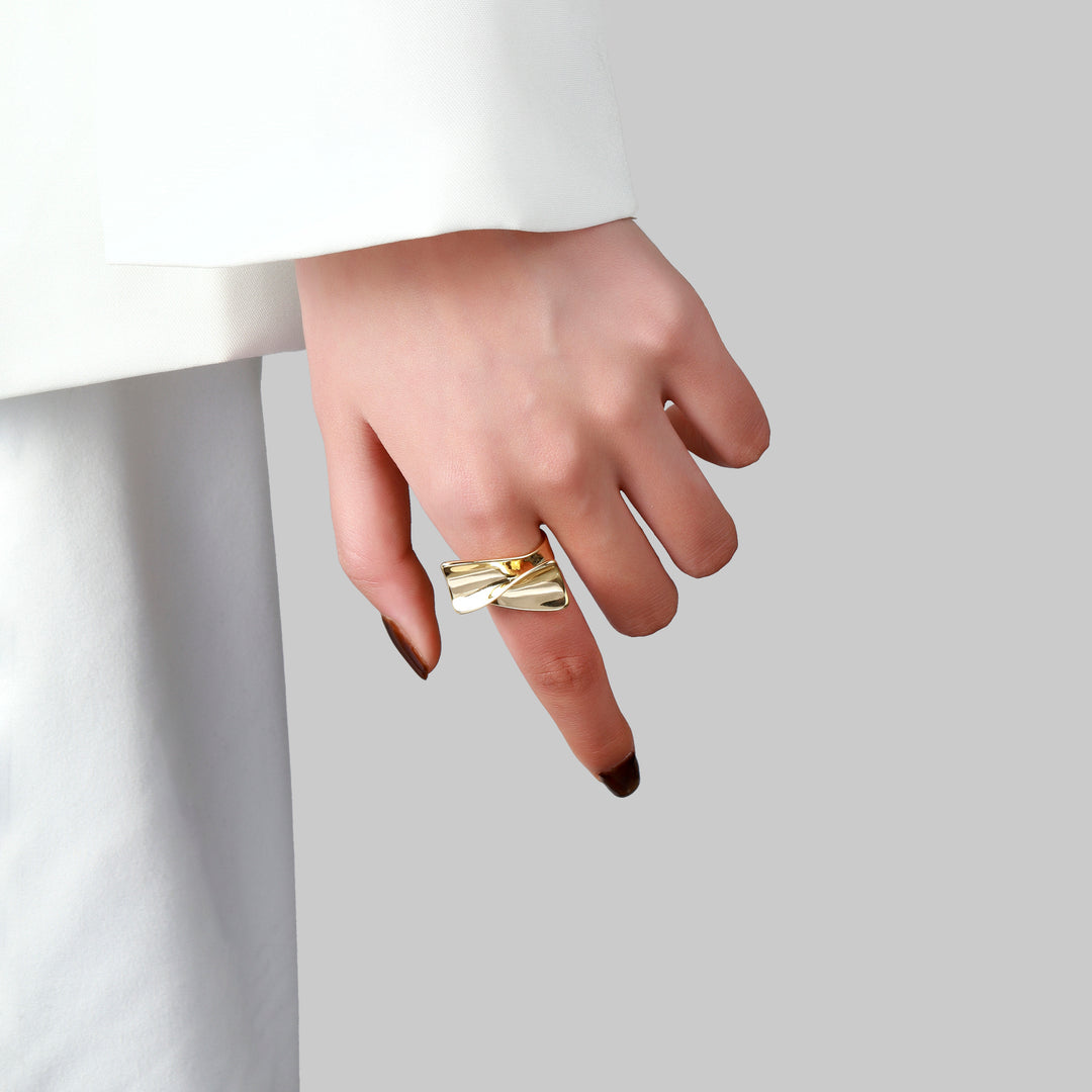 Gilded Statement Curve Ring