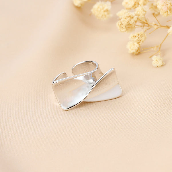 Silver Statement Curve Ring