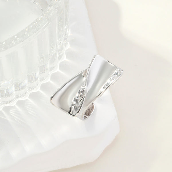 Silver Statement Curve Ring