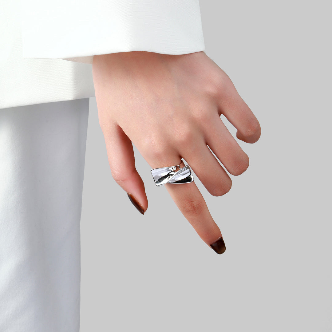 Silver Statement Curve Ring