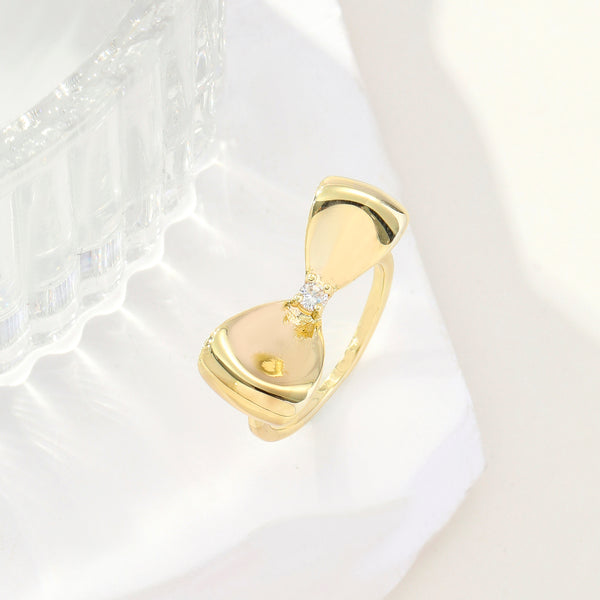 Gold-Plated Bow Studded Ring