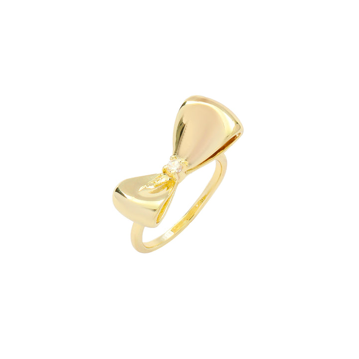 Gold-Plated Bow Studded Ring
