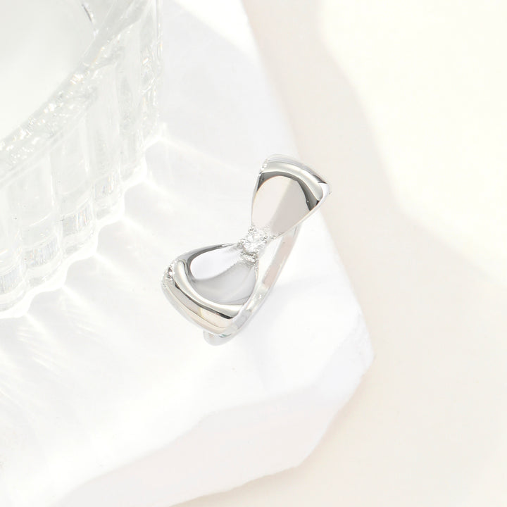 Silver-Plated Bow Studded Ring