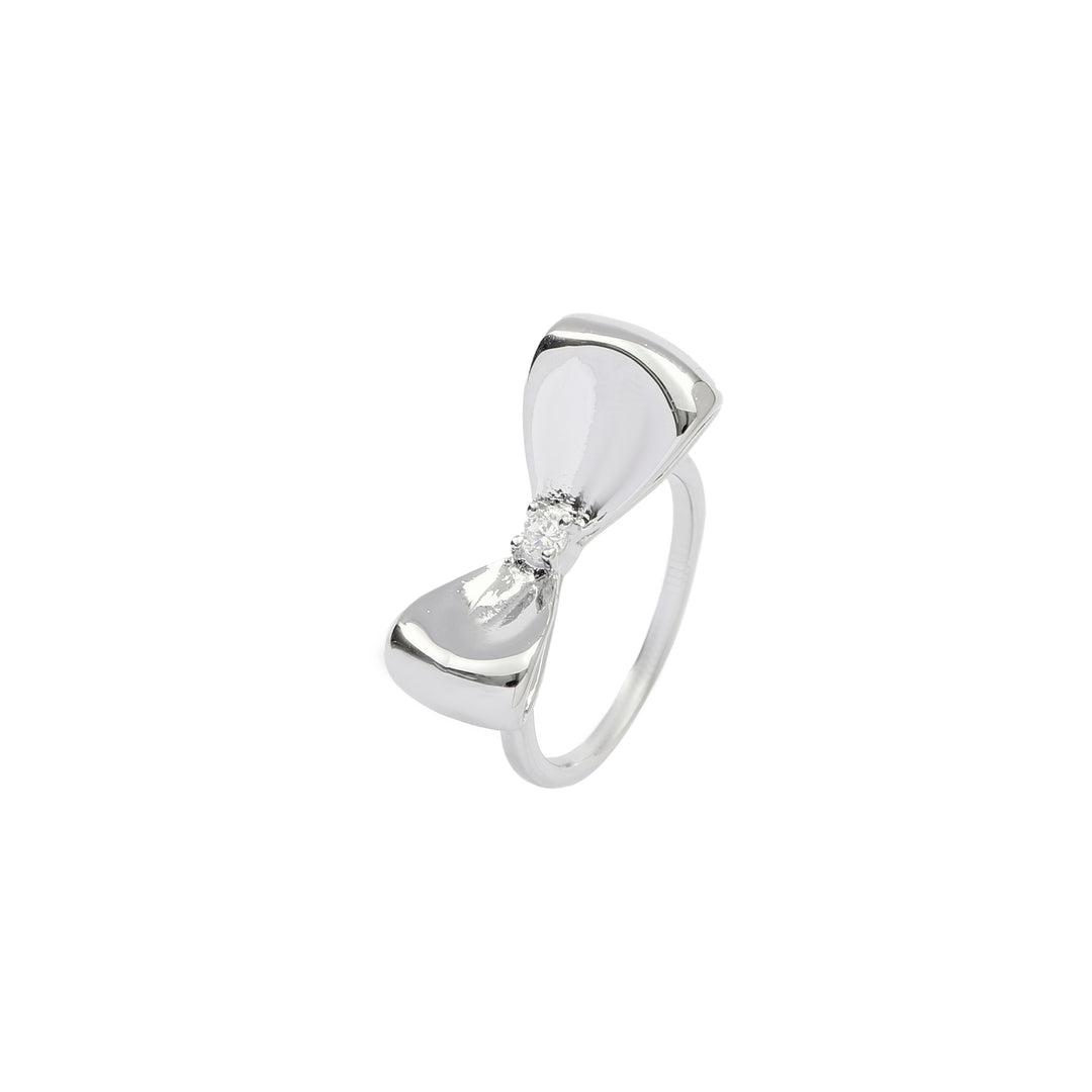 Silver-Plated Bow Studded Ring