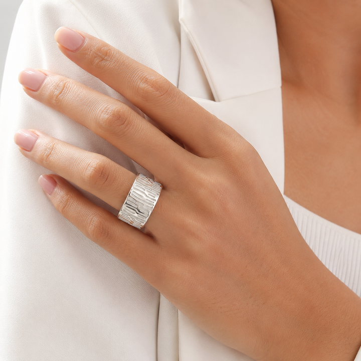 Serpent Skin Silver Ring