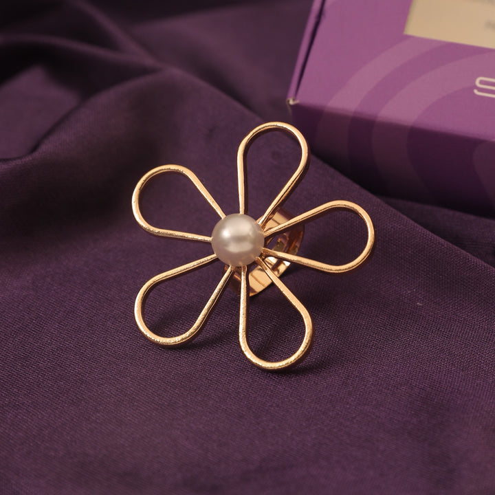 Golden Bloom Pearl Ring - Salty Accessories