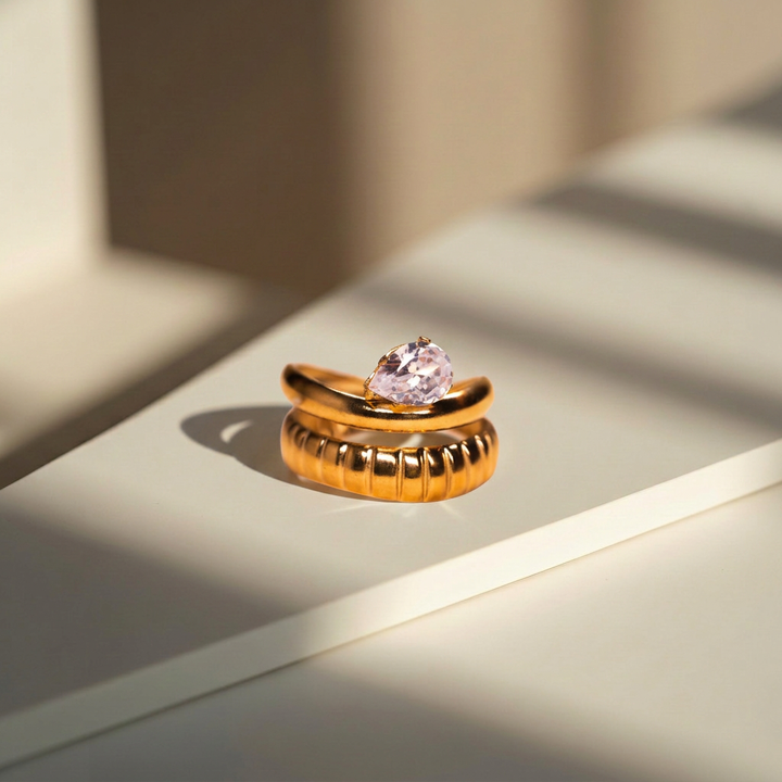 Golden Groove Bling Adjustable Ring