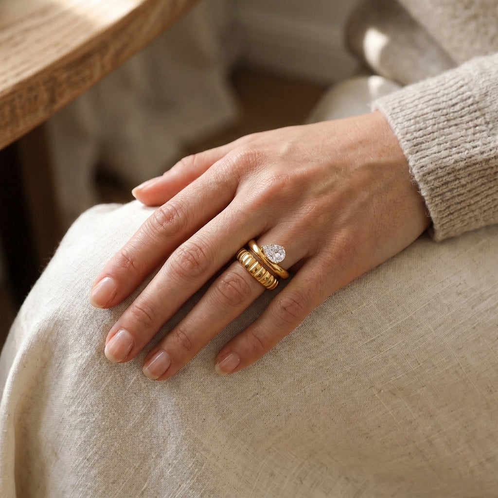 Golden Groove Bling Adjustable Ring