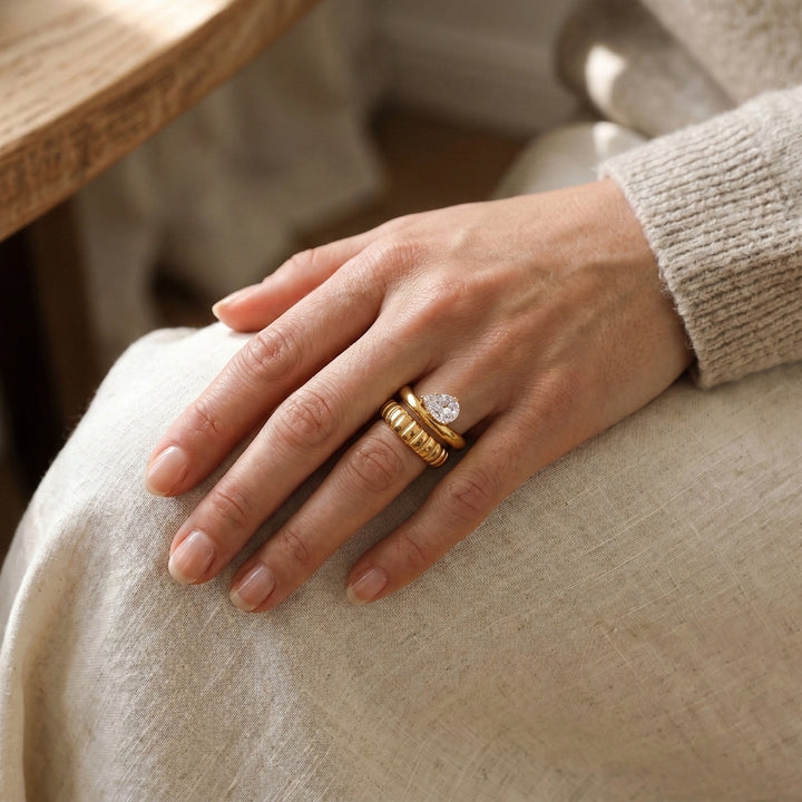 Golden Groove Bling Adjustable Ring