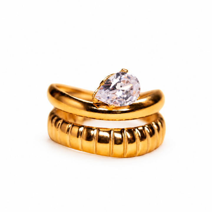 Golden Groove Bling Adjustable Ring