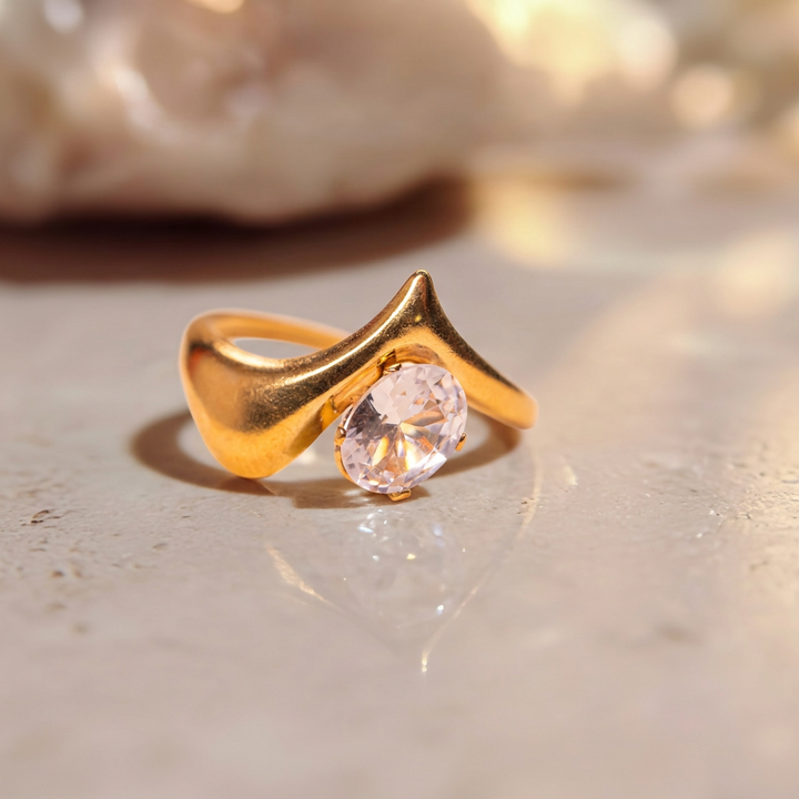 Diamond Drama Solitaire Adjustable Ring