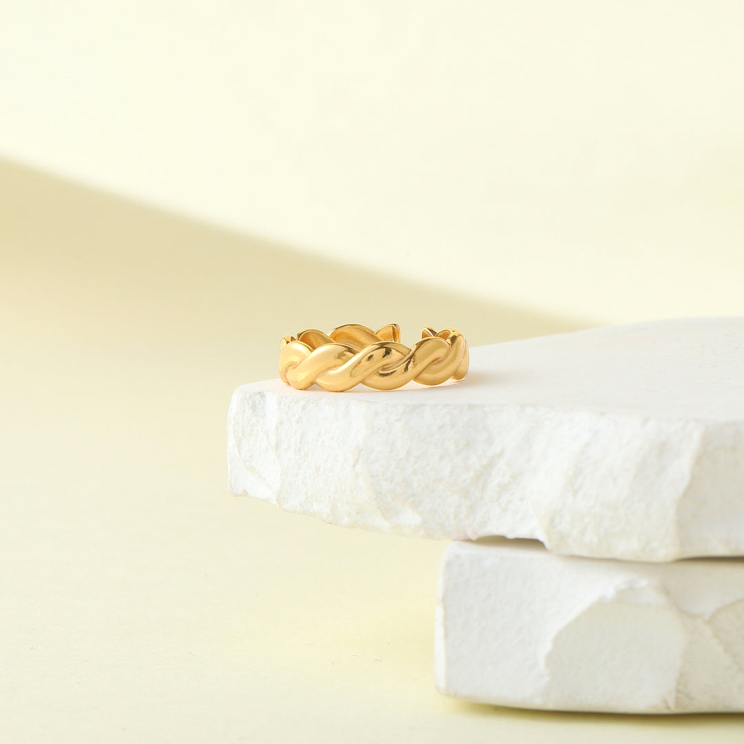 Golden Twist Adjustable Ring