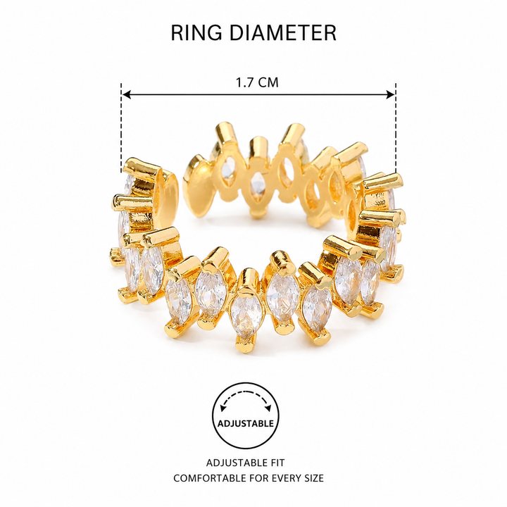 Elara Crystal Adjustable Tennis Ring