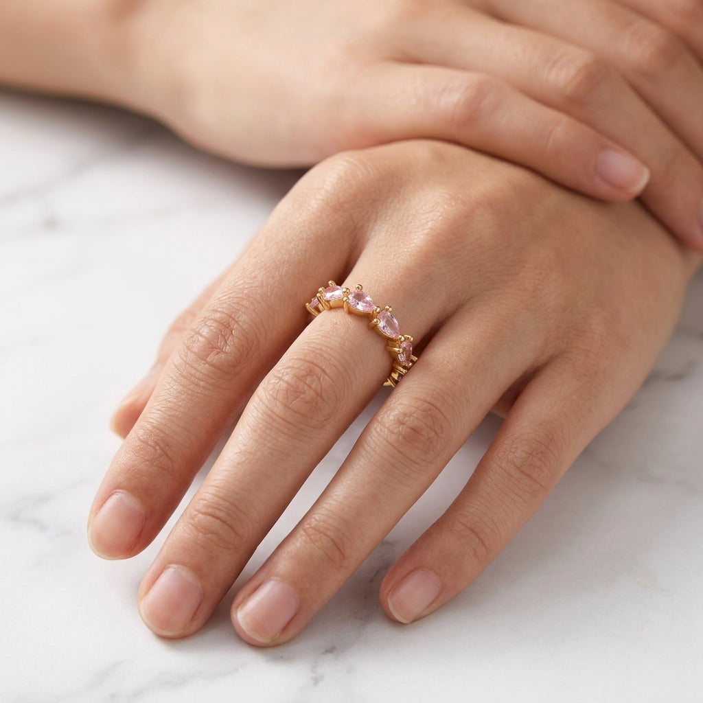 Rosy Gleam Adjustable Tennis Ring