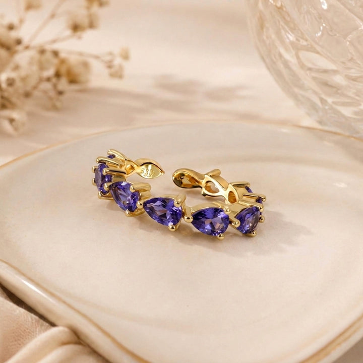 Celestia Crystal Adjustable Tennis Ring - Purple