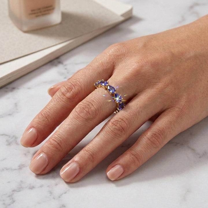 Celestia Crystal Adjustable Tennis Ring - Purple