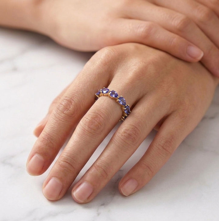 Celestia Crystal Adjustable Tennis Ring - Purple