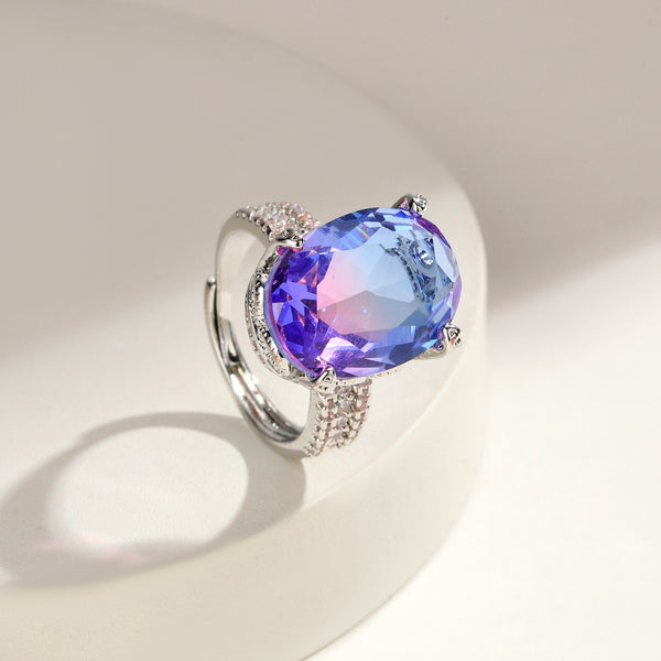 Violet Crush Solitaire Statement Ring