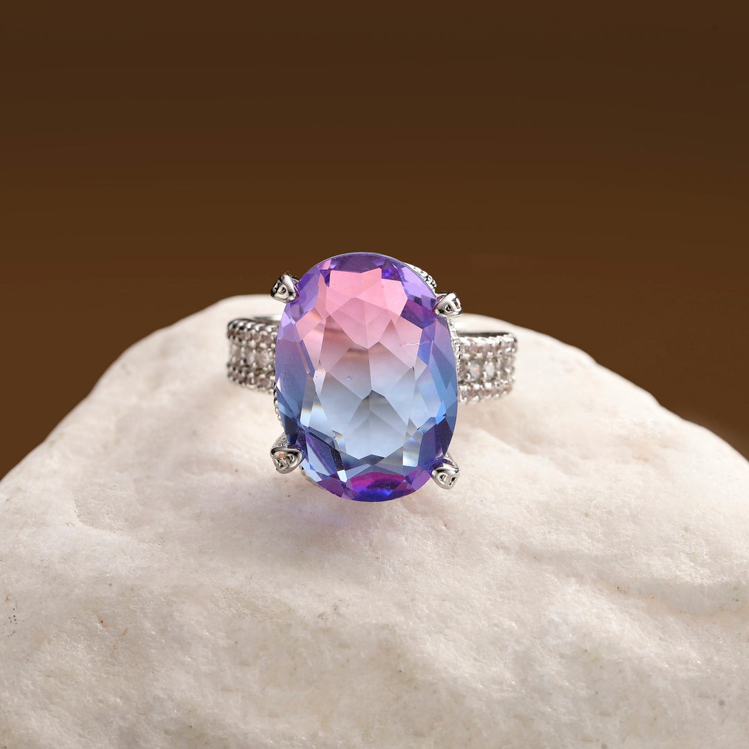 Violet Crush Solitaire Statement Ring