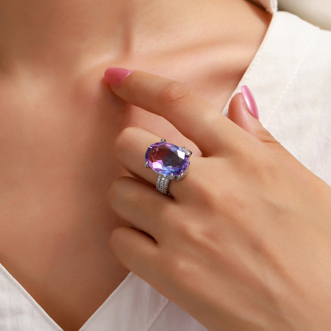 Violet Crush Solitaire Statement Ring