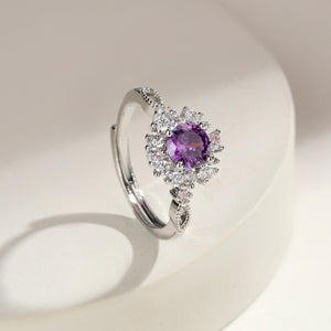 Cluster Bloom Halo Ring - Purple