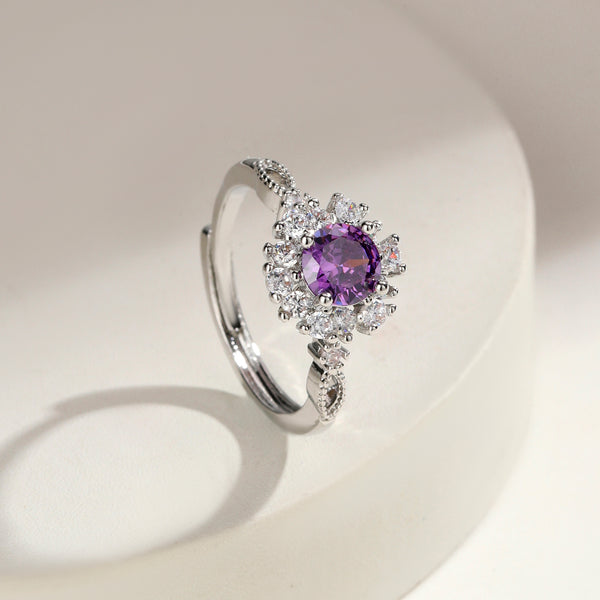 Cluster Bloom Halo Ring - Purple