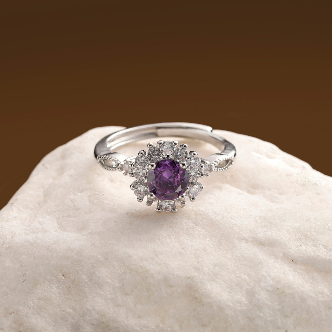 Cluster Bloom Halo Ring - Purple