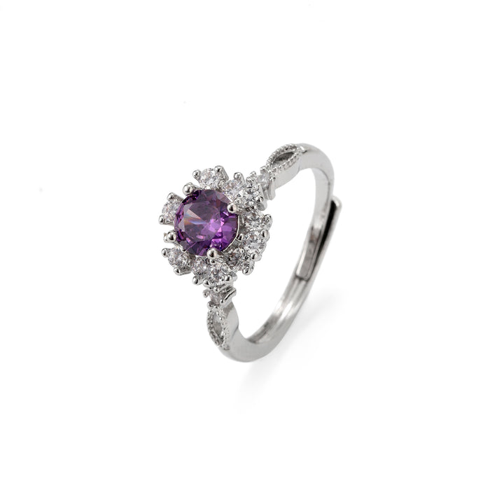 Cluster Bloom Halo Ring - Purple
