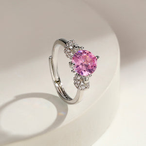 Viora Curve Crystal Ring - Pink