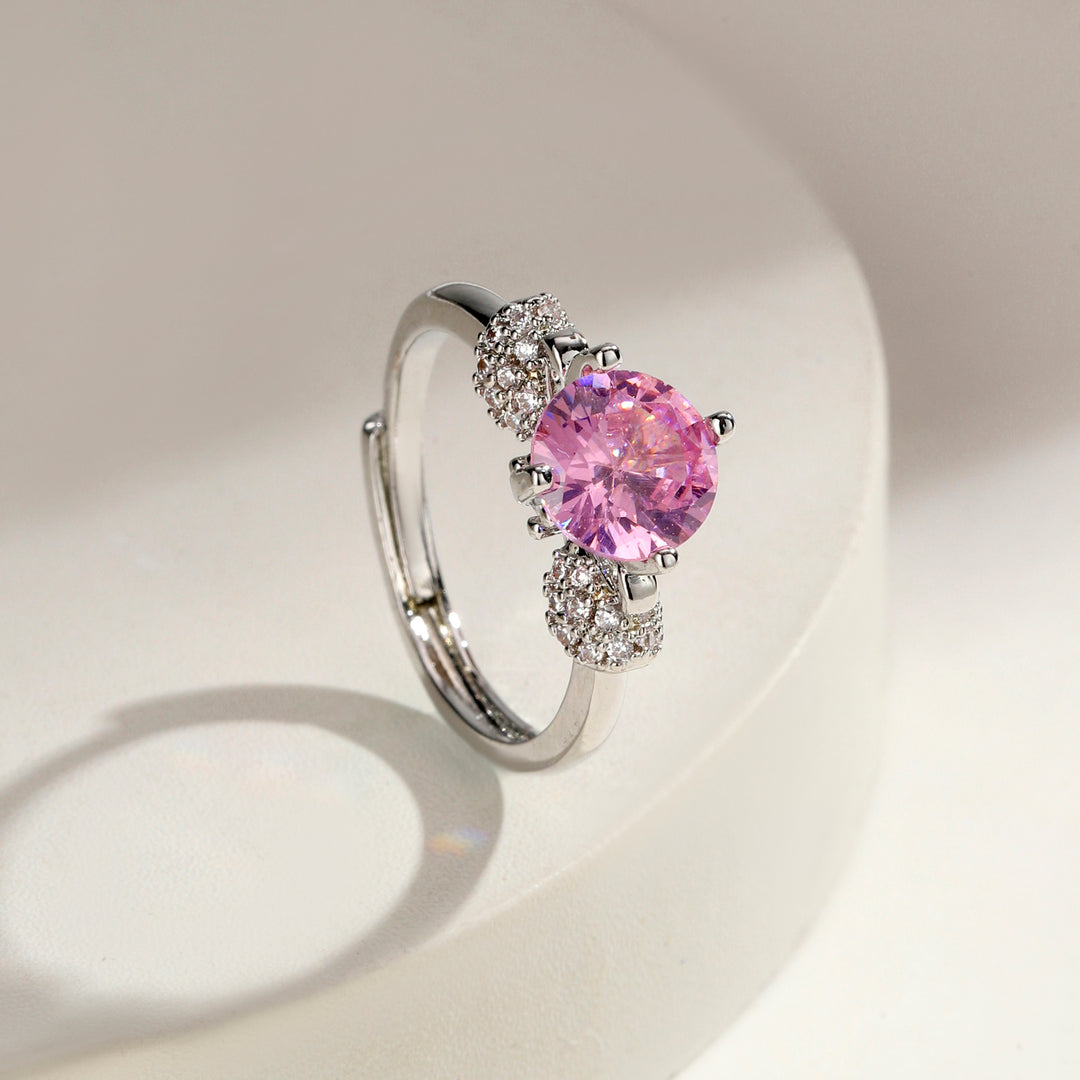 Viora Curve Crystal Ring - Pink