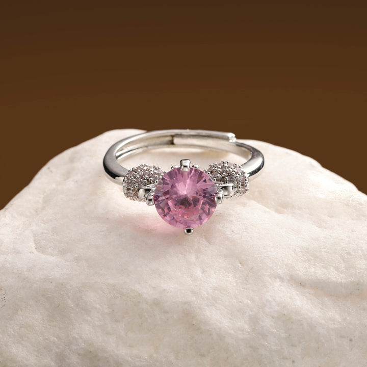 Viora Curve Crystal Ring - Pink