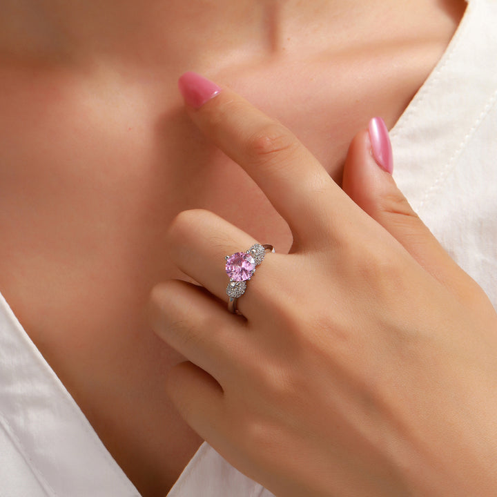 Viora Curve Crystal Ring - Pink