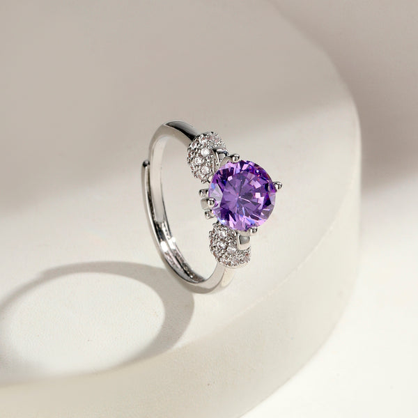 Viora Curve Crystal Ring - Purple
