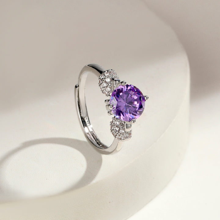 Viora Curve Crystal Ring - Purple