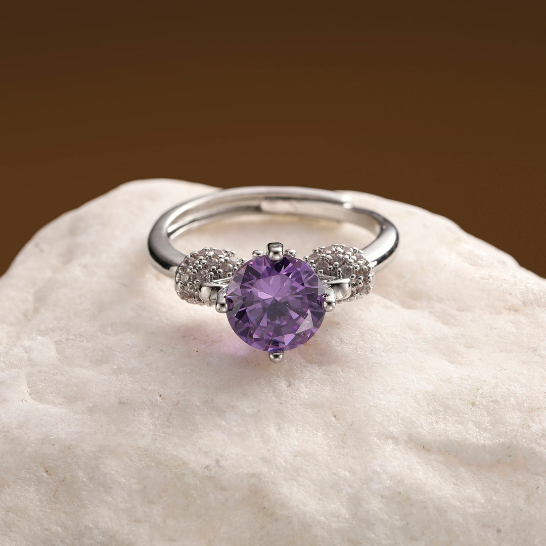 Viora Curve Crystal Ring - Purple