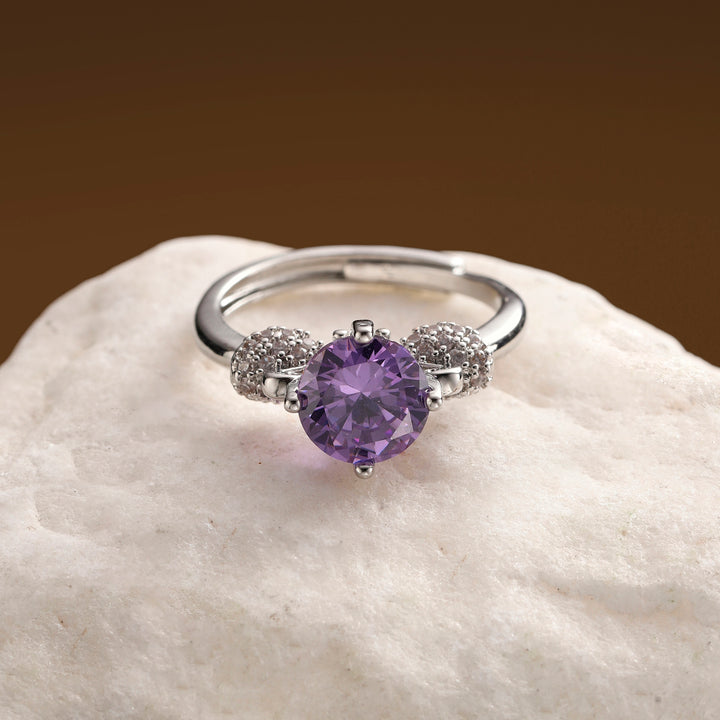 Viora Curve Crystal Ring - Purple