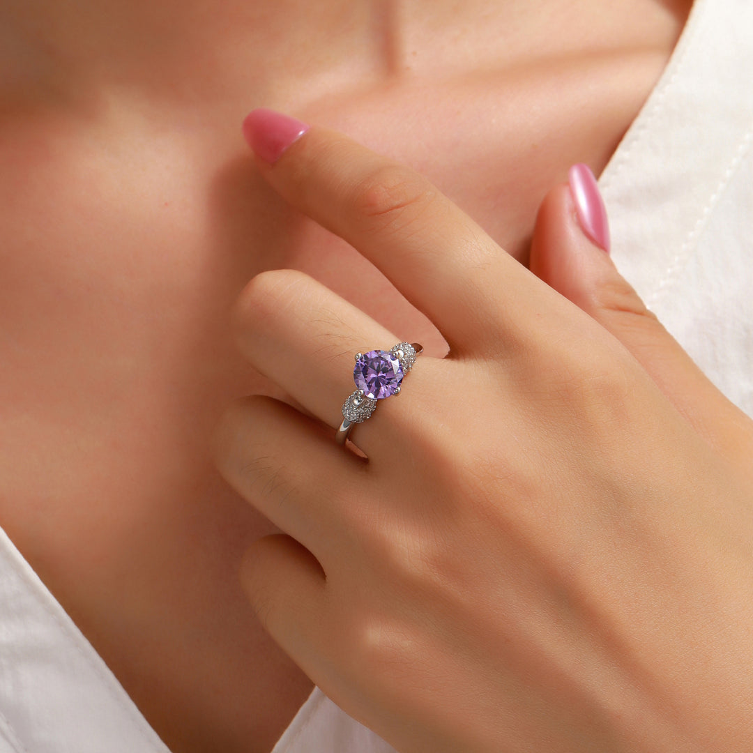 Viora Curve Crystal Ring - Purple