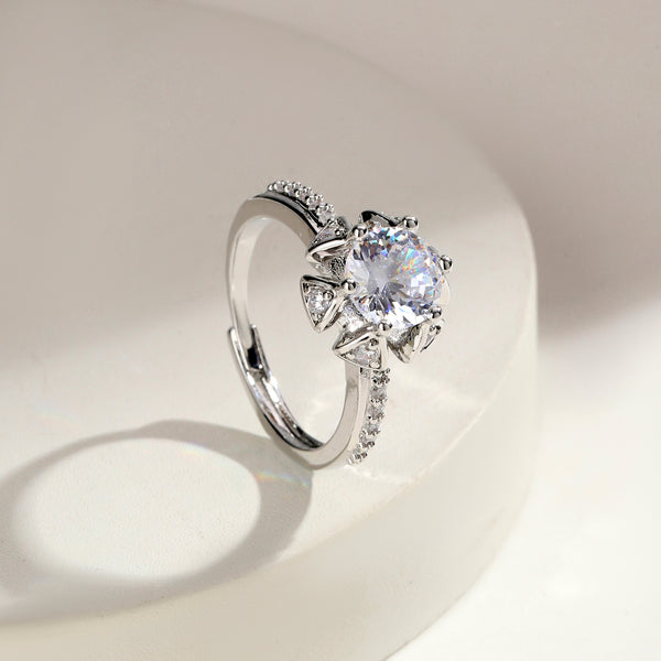 Crystal Bloom Halo Ring