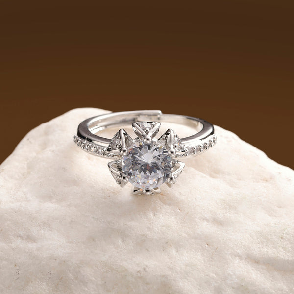 Crystal Bloom Halo Ring