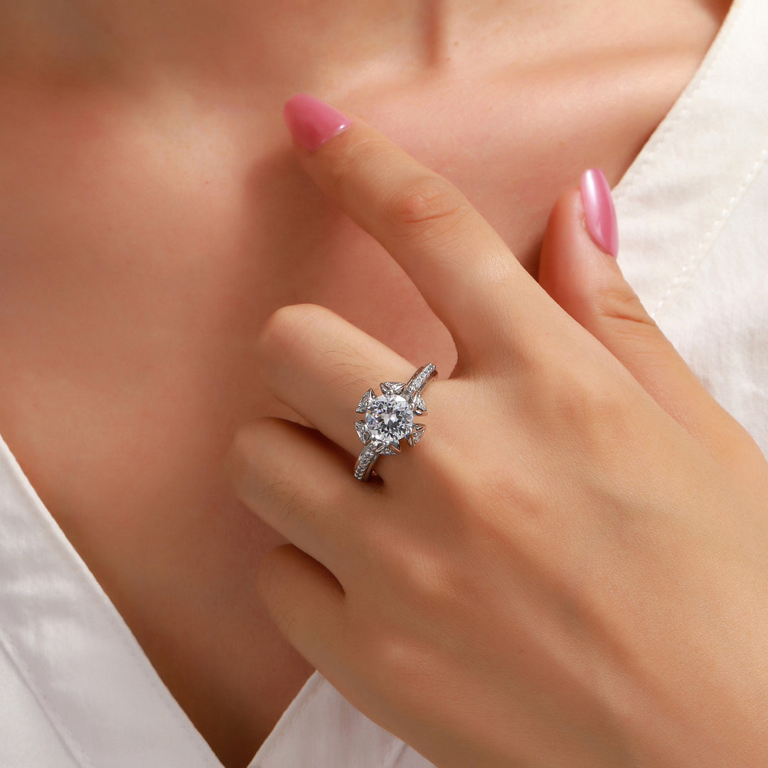 Crystal Bloom Halo Ring