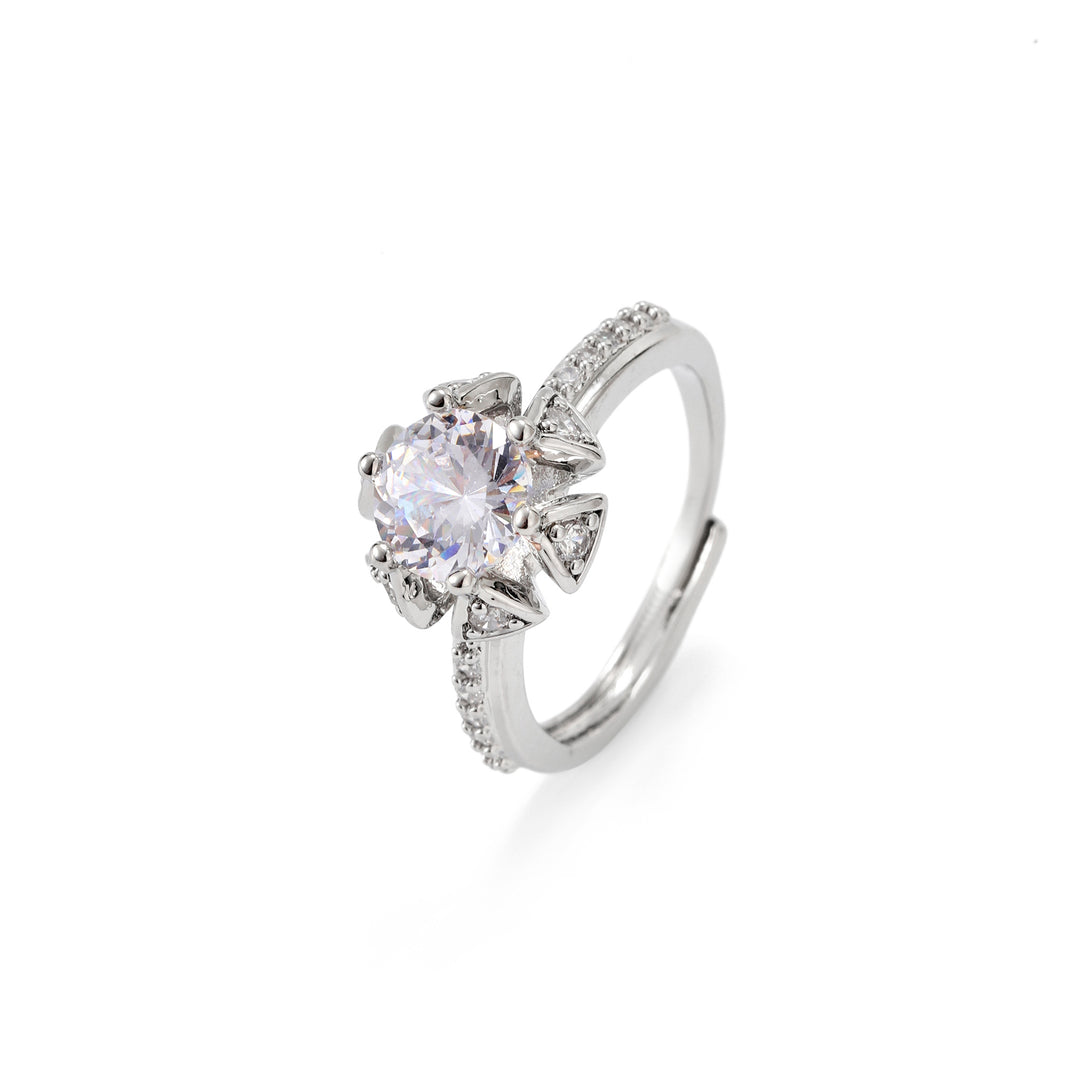 Crystal Bloom Halo Ring