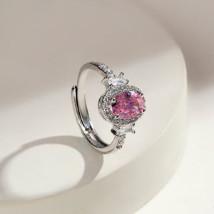 Elara Oval Halo Ring - Pink