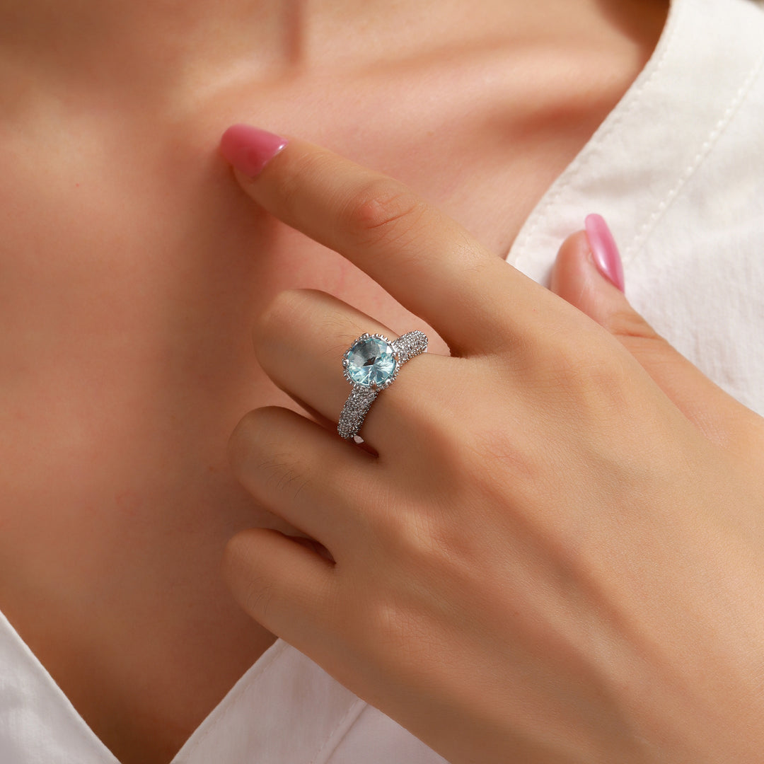 Orlina Radiant Halo Ring - Light Blue