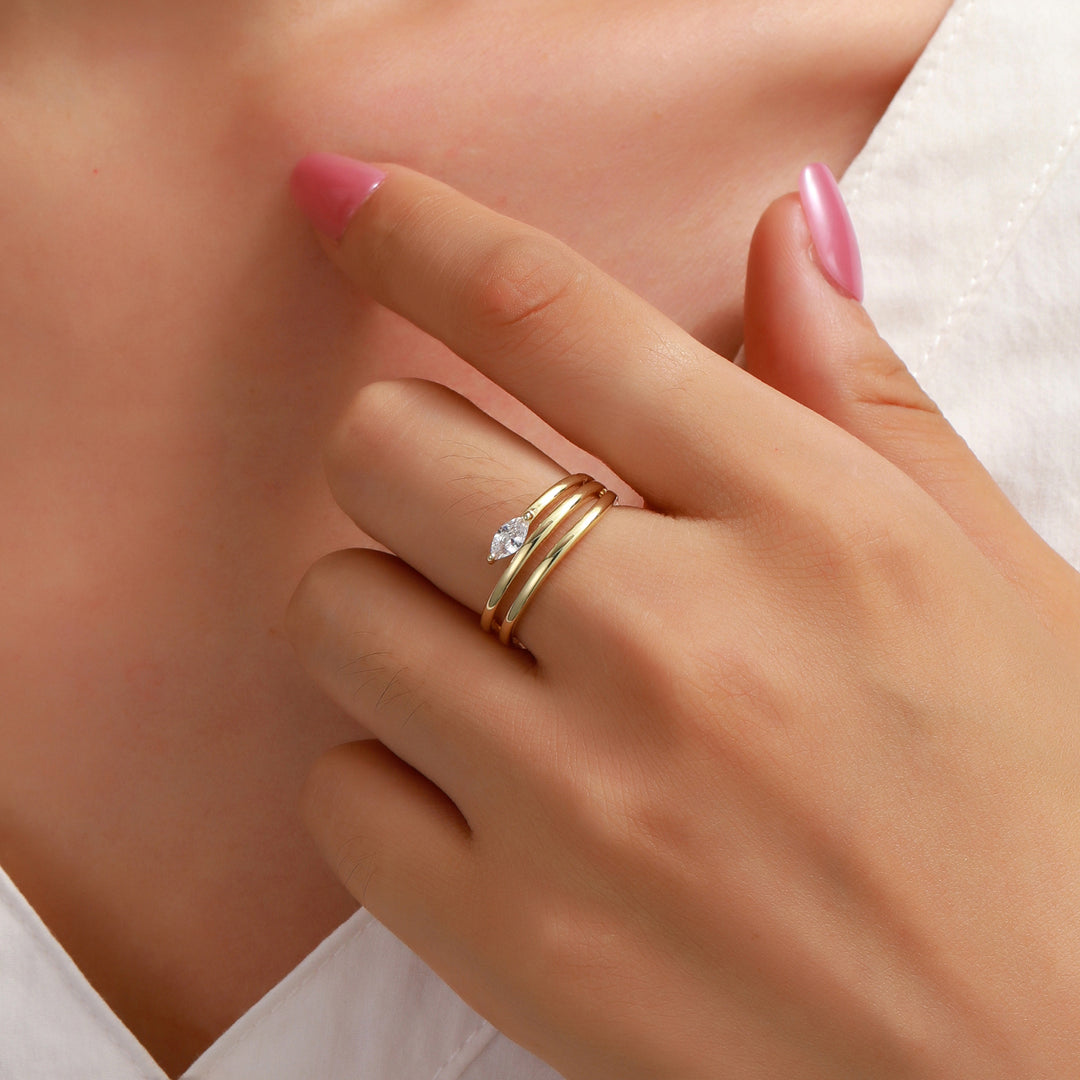 Zelvaya Marquise Spiral Ring