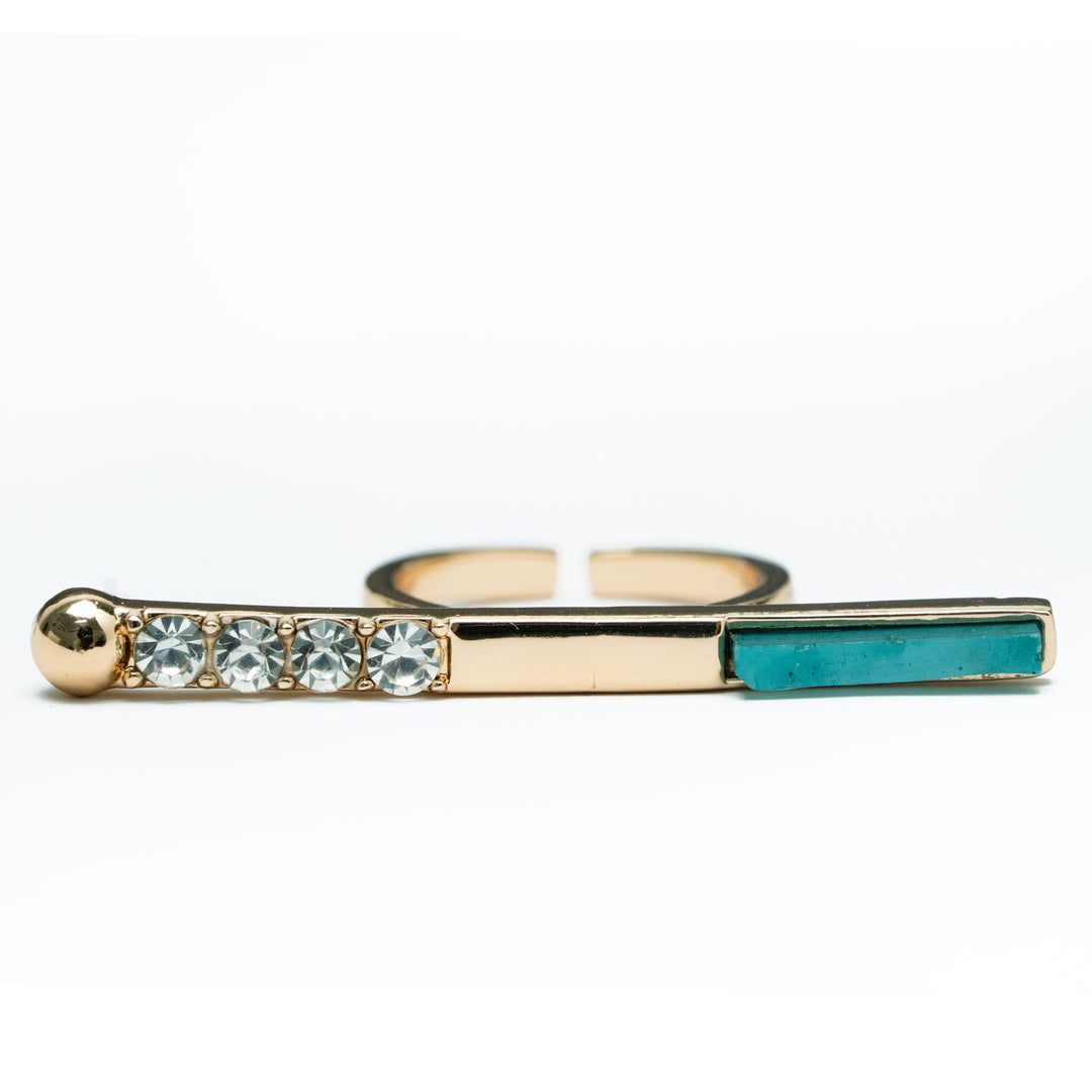 Malachite Bar Sparkling stone Orbit Ring